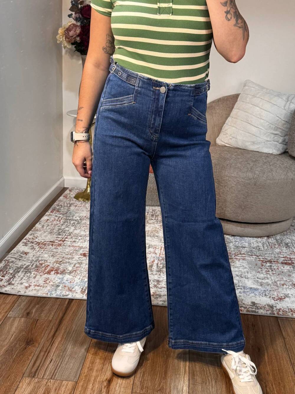 NEW RISEN women's elise high rise crop jean in blue